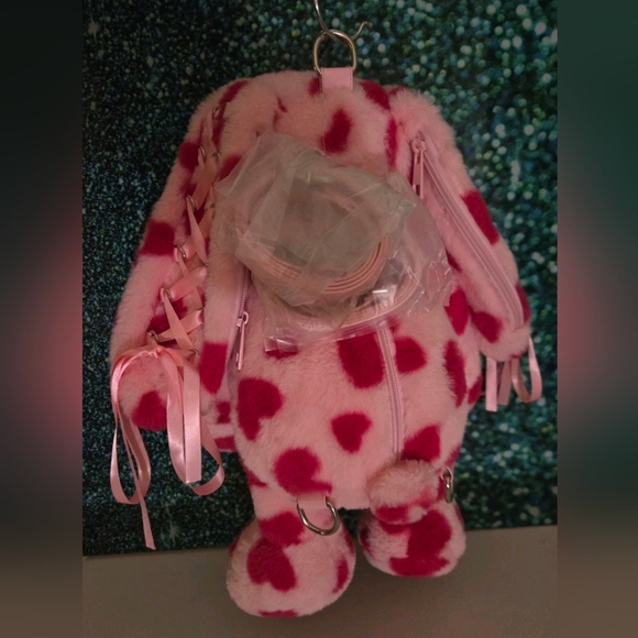 Dolls Kill Seeing Hearts Bunny Plush Backpack - NWT - Picture 2 of 4